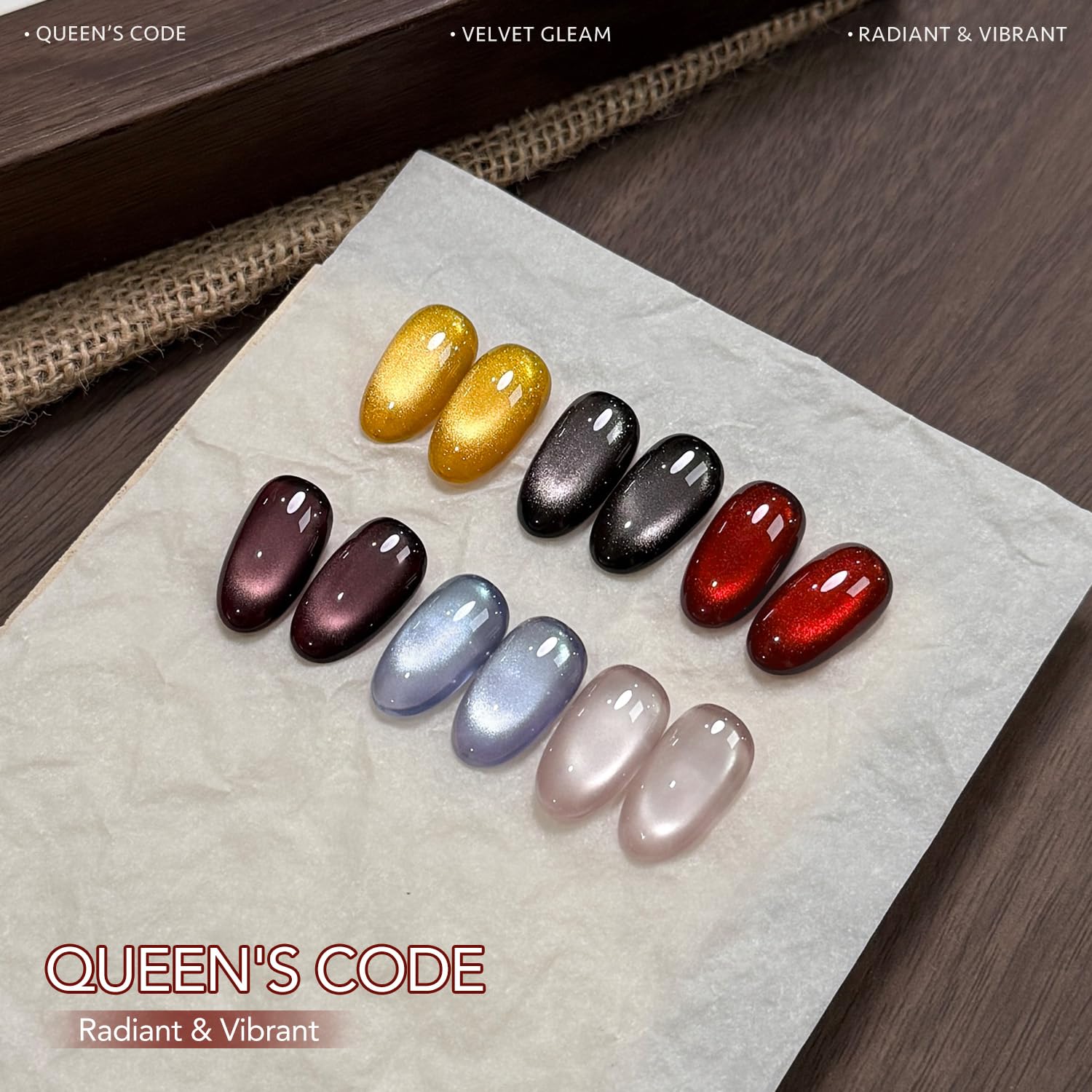 GAOY Cat Eye Gel Nail Polish Set with Magnet — 6 Glitter Colors