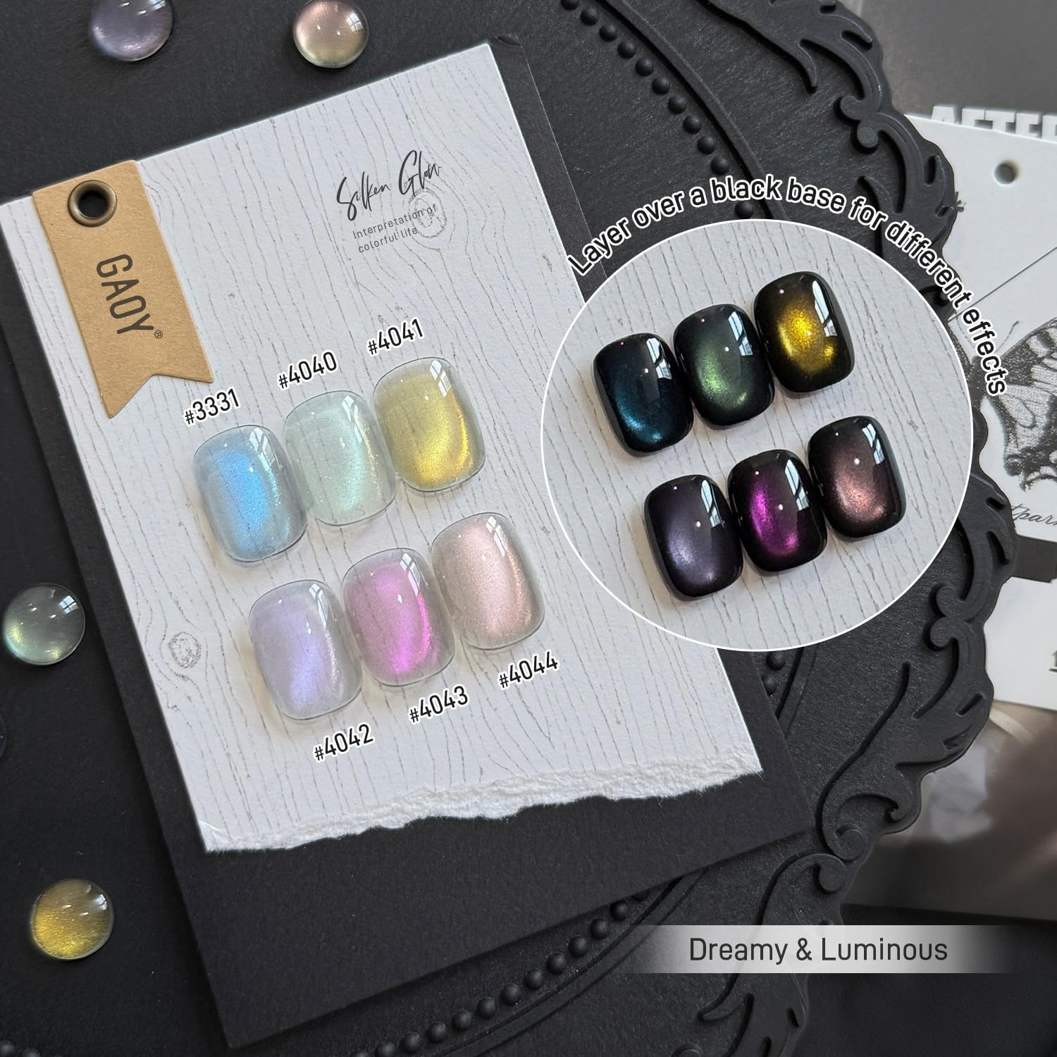 GAOY Cat Eye Gel Nail Polish Set – 6 Glitter Colors + Magnet
