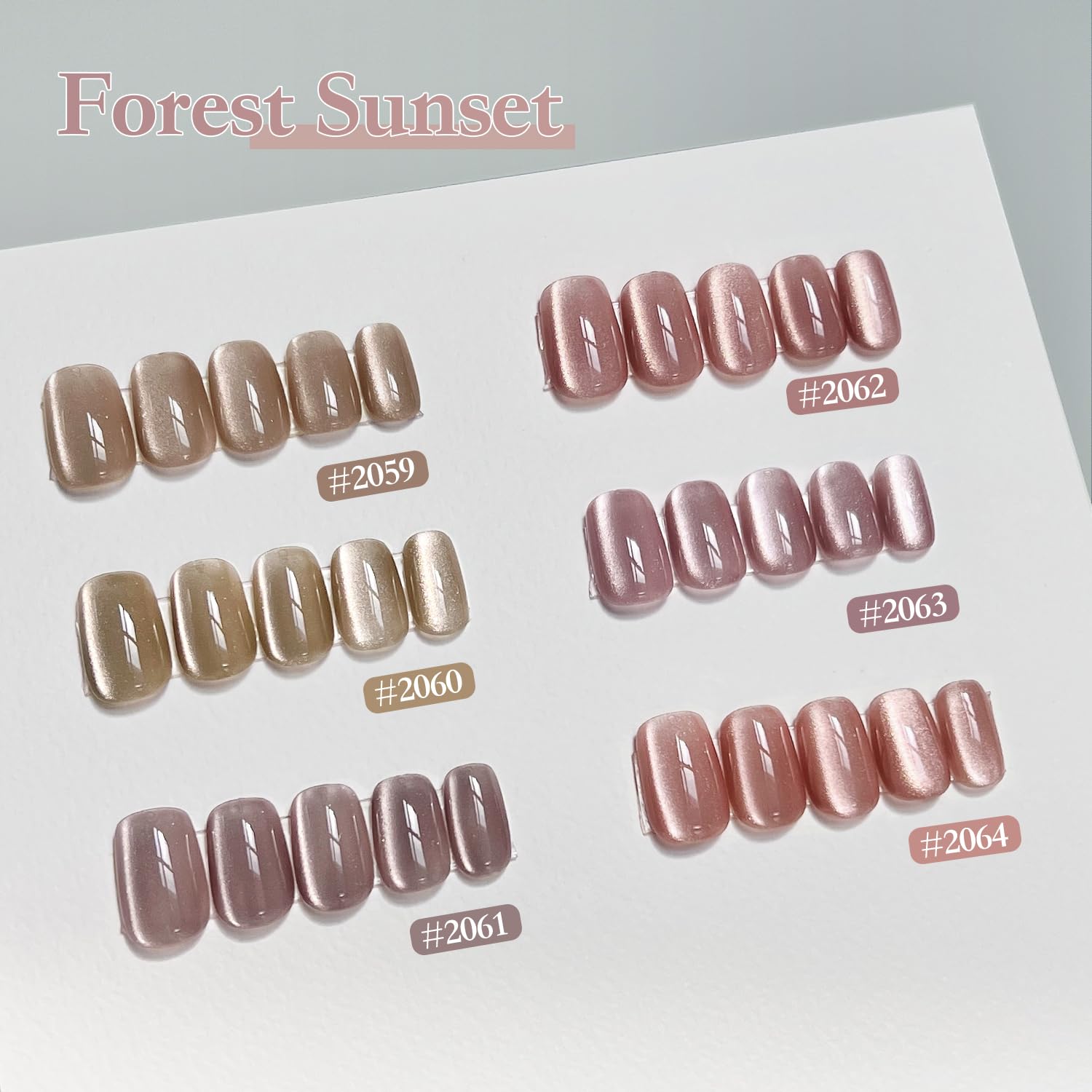 GAOY Forest Sunset Cat Eye Gel Nail Polish Set with Magnet – Holographic Cat Eye at Home Manicure