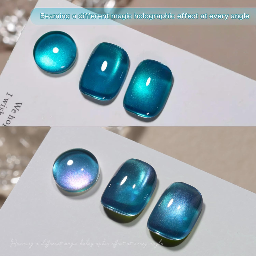 GAOY Glitter Cat Eye Gel Nail Polish Set with Magnet | Colorful Galaxy Holographic Nails