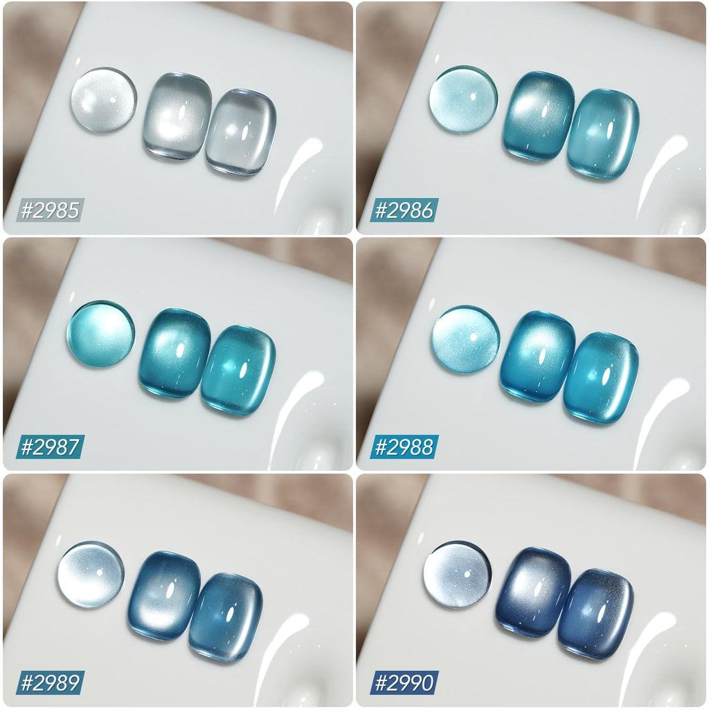 GAOY Blue Cat Eye Gel Nail Polish Set with Magnet – Glitter Holographic Cat Eye, DIY at Home