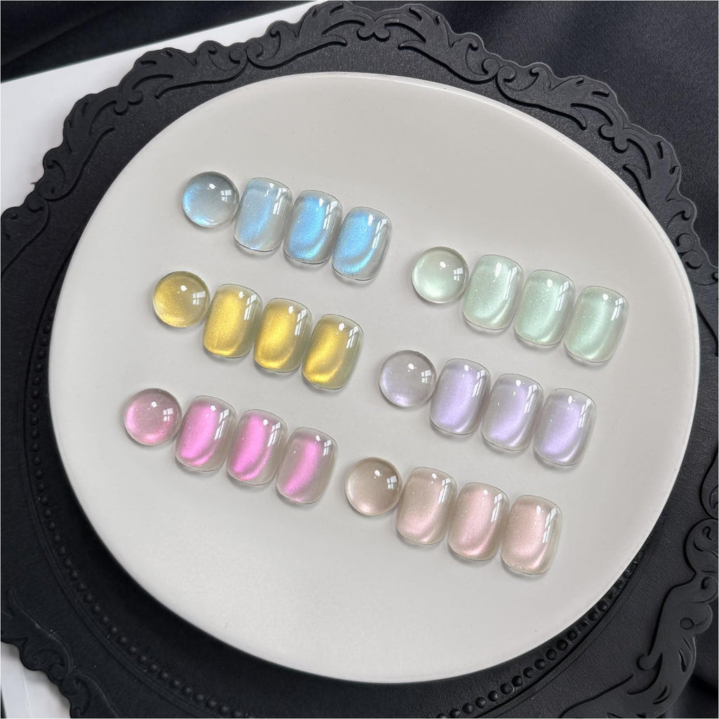 GAOY Cat Eye Gel Nail Polish Set – 6 Glitter Colors + Magnet