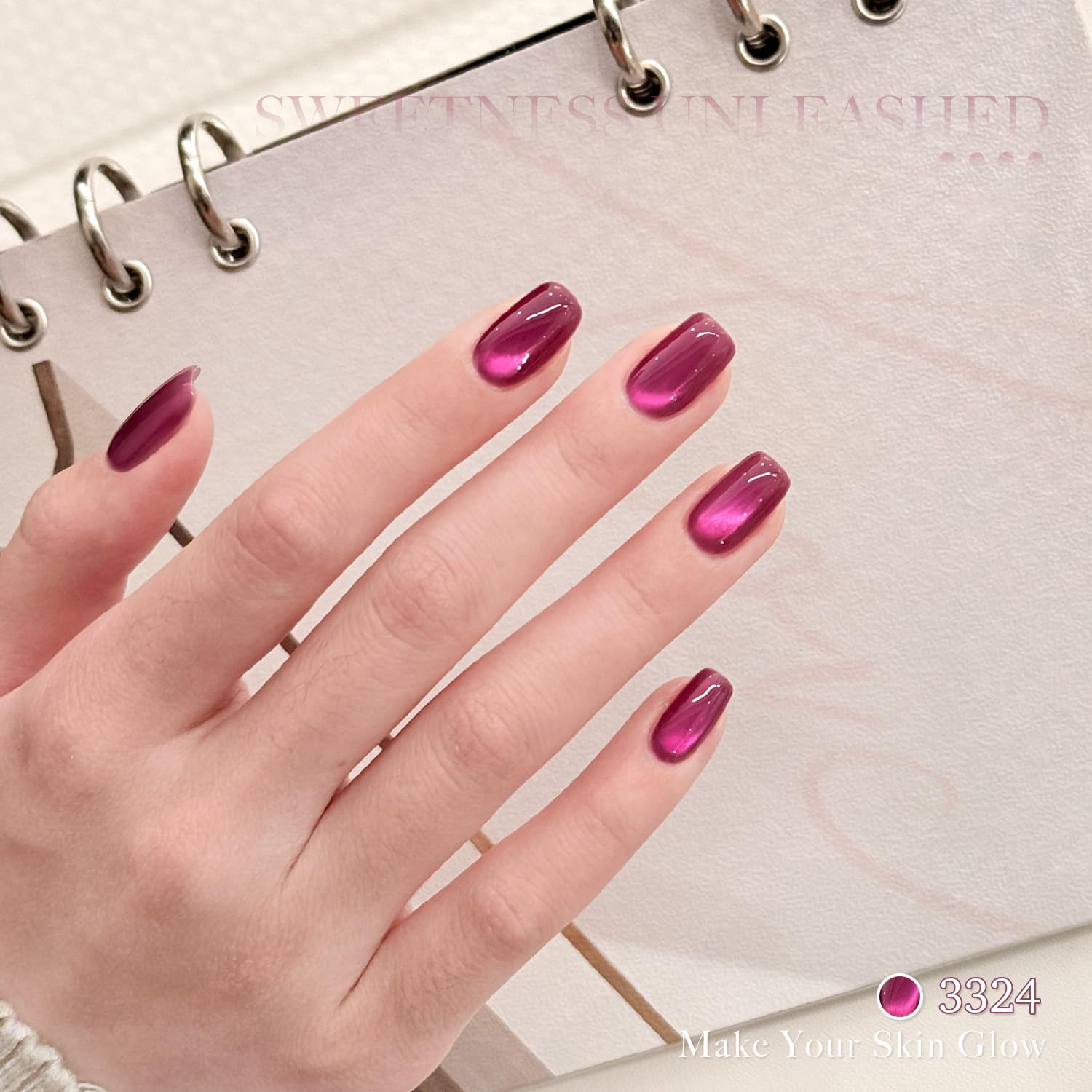 GAOY Pink Cat Eye Gel Nail Polish Set with Magnet – 6 Holographic Colors for Date Night