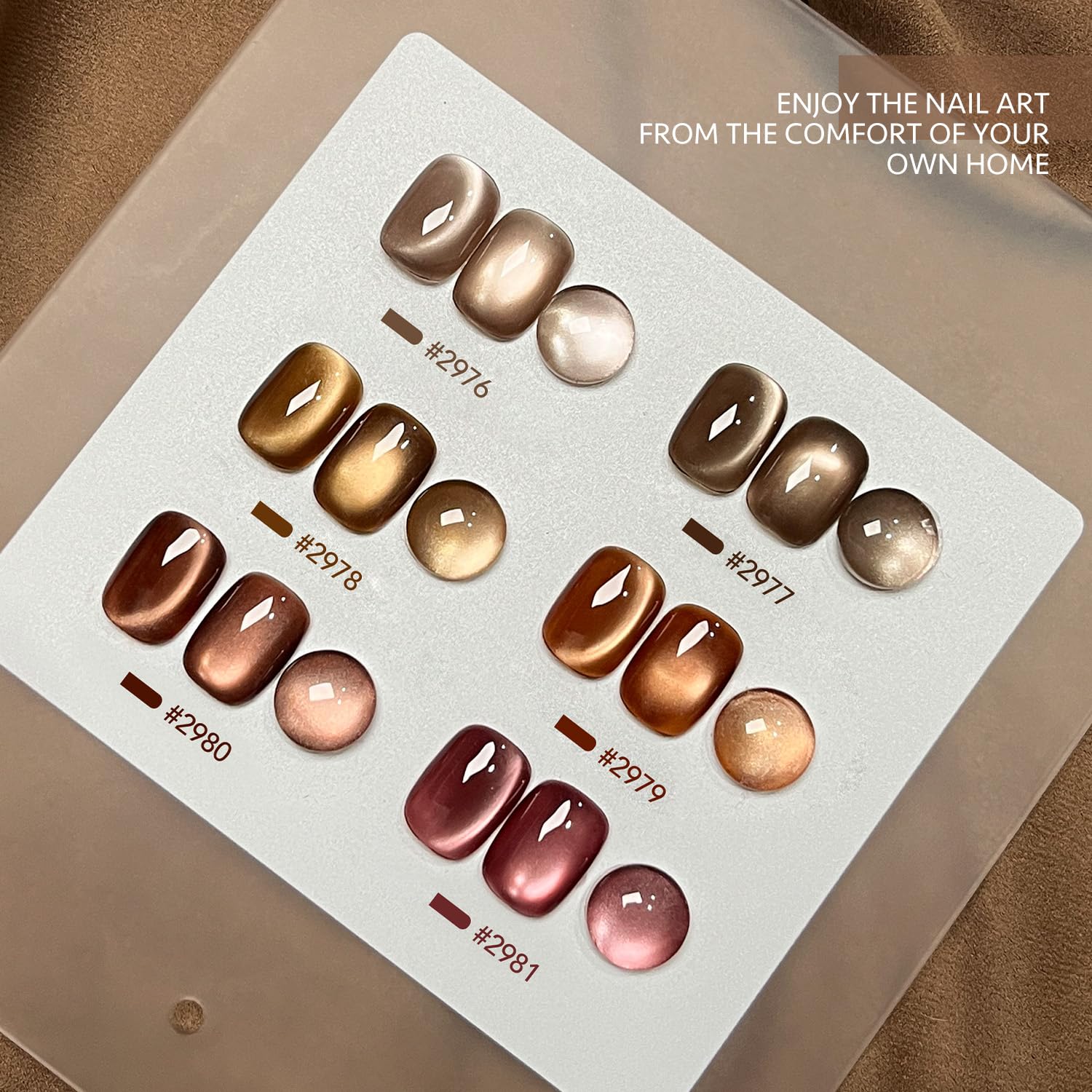 GAOY Jelly Brown Cat Eye Gel Nail Polish Set with Magnet – Glitter Holographic Cat Eye, UV Gel Manicure at Home