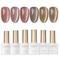 GAOY Forest Sunset Cat Eye Gel Nail Polish Set with Magnet – Holographic Cat Eye at Home Manicure