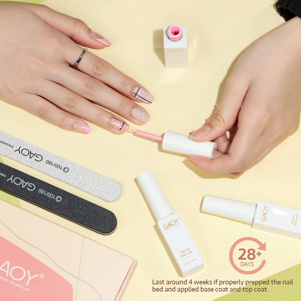 GAOY Gel Nail Polish Art Liner – 6 Classic Colors for French Tips & Nail Art