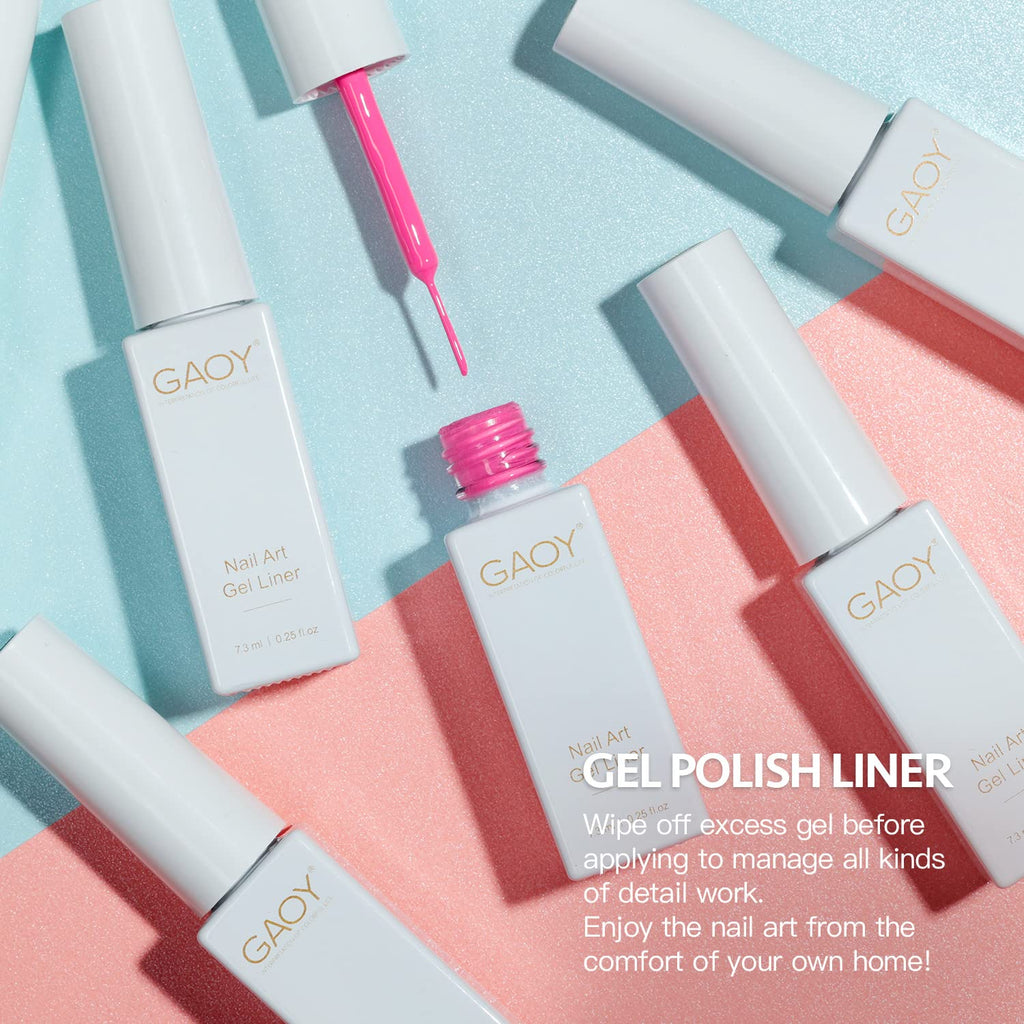 GAOY Gel Nail Polish Art Liner – 6 Classic Colors for French Tips & Nail Art