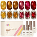 GAOY Glitter Cat Eye Gel Nail Polish Set — 6 Colors with Magnet for Home & Salon Manicures