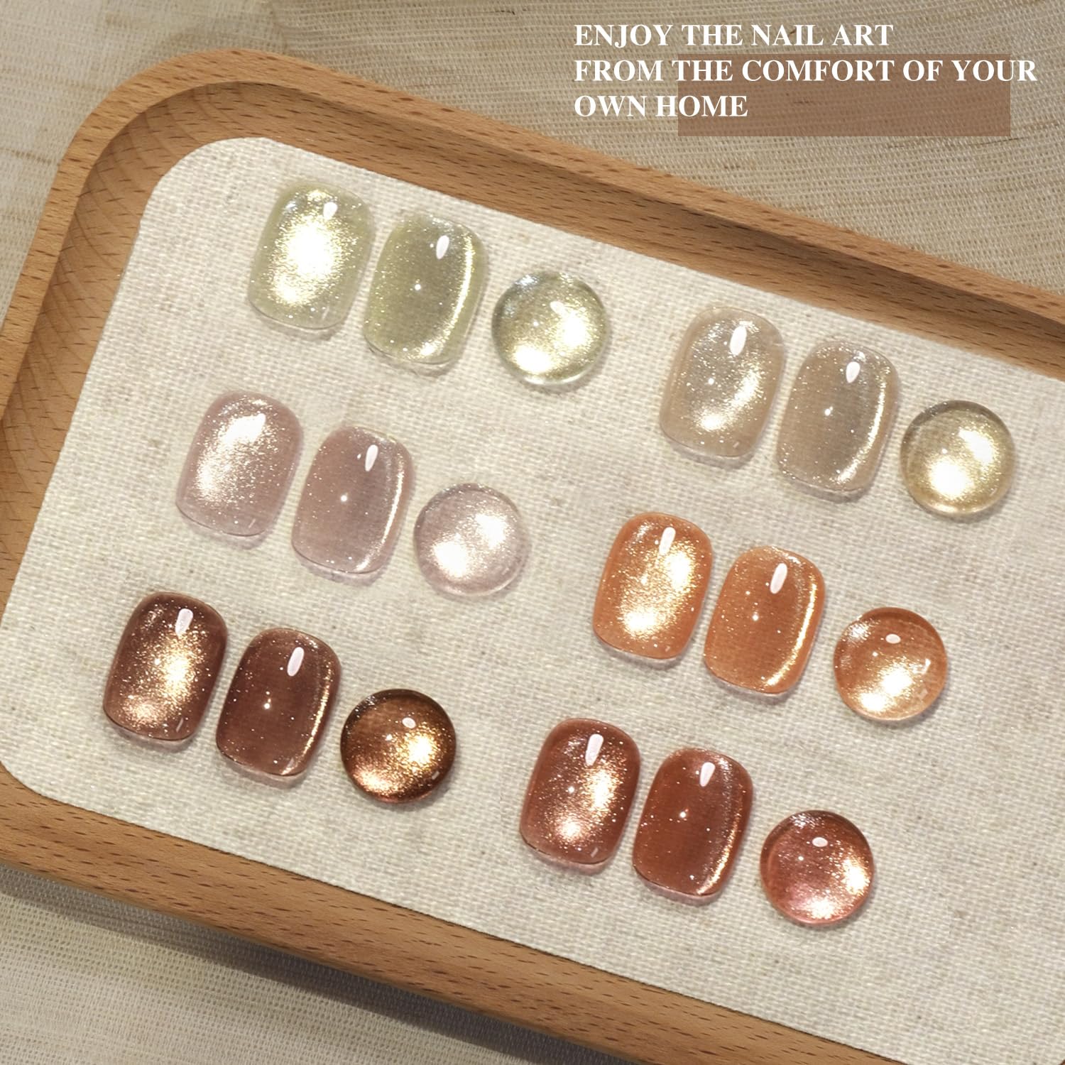 GAOY Glitter Cat Eye Gel Nail Polish Set with Magnet – 6 Colors + Cat Eye Holographic Finish