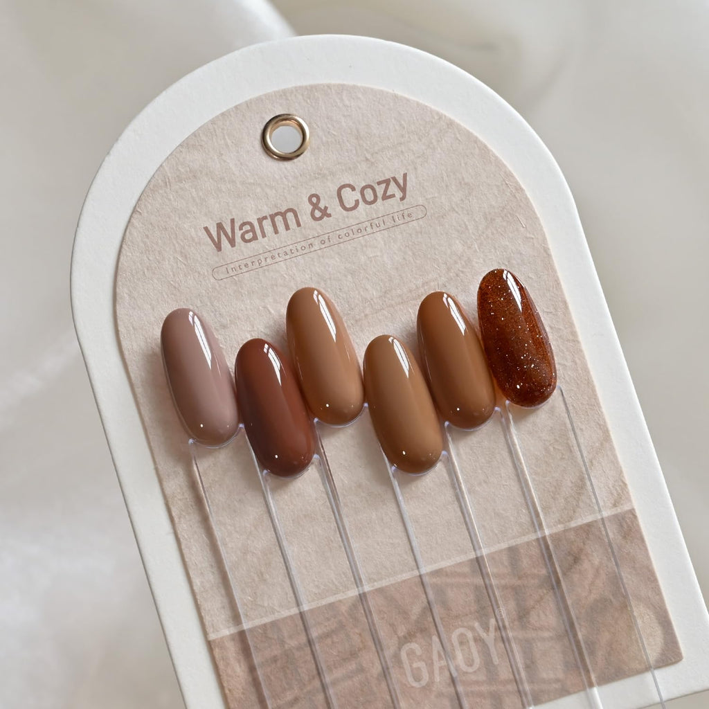 GAOY Hazelnut Chocolate Gel Nail Polish – 6 Brown Colors Set for DIY Manicure