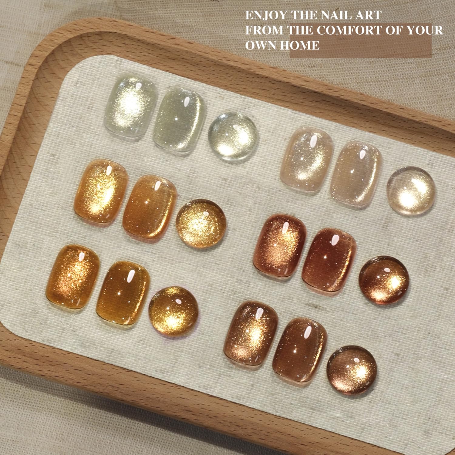 GAOY Glitter Cat Eye Gel Nail Polish Set with Magnet – 6 Colors for Home Salon (Sunshine)
