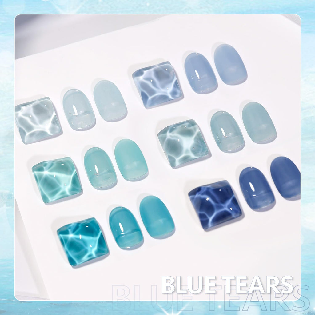 GAOY Jelly Blue Gel Nail Polish Set – 6 Transparent Colors, UV Curing for At-Home Nail Art