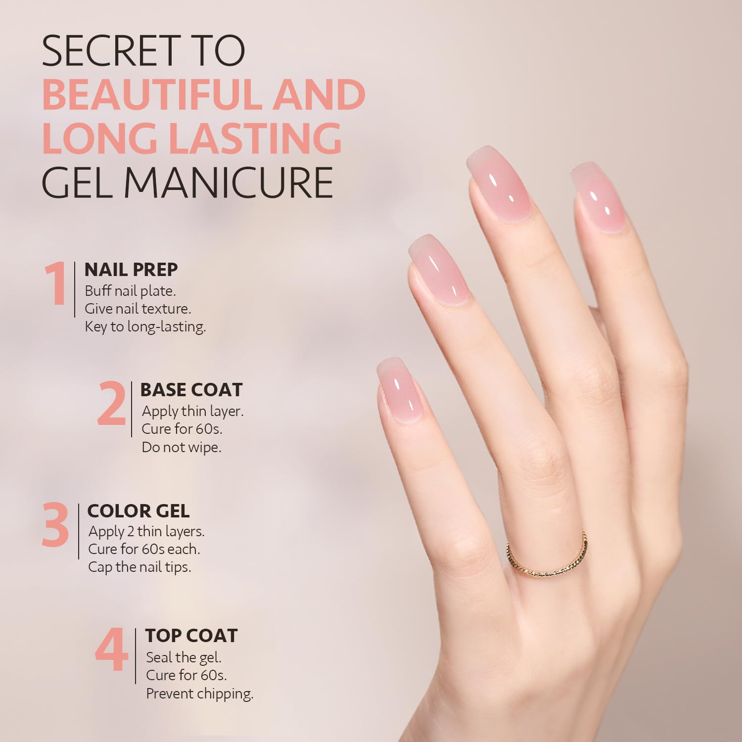 GAOY Jelly Gel Nail Polish Set — 6 Buildable Colors for Home Manicure