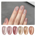 GAOY Jelly Pink Silver Cat Eye Gel Nail Polish Set with Magnet — Holographic Glitter Cat Eye at Home