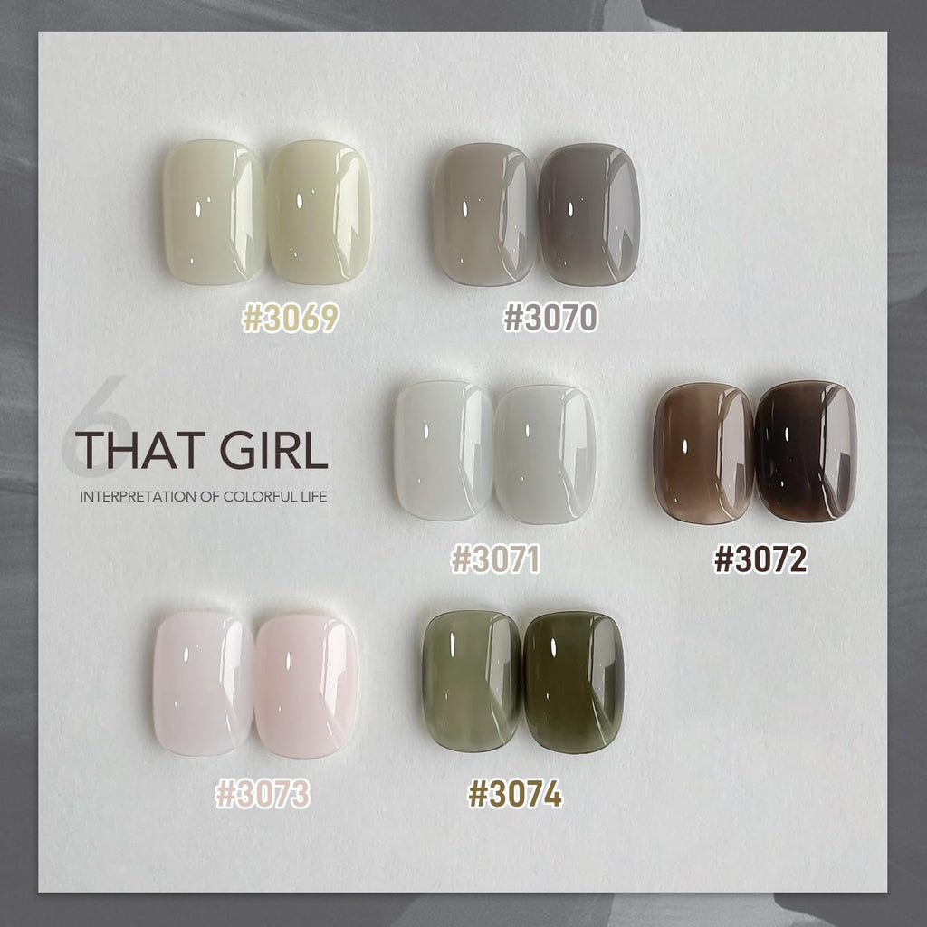 GAOY Milky Gel Nail Polish: 6 Creamy Nude, Gray & Green Shades for Home Manicures