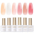 GAOY Milky White Jelly Nude Gel Polish Set — 6 Buildable, Transparent Colors