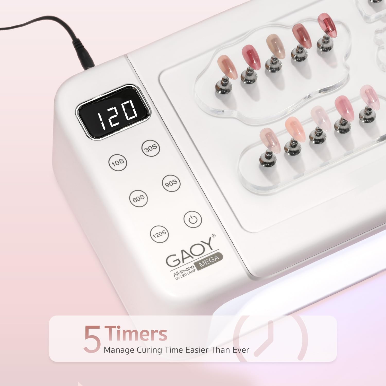 GAOY Professional Nail Curing Lamp - Mega UV LED, Arm Rest & Retractable Tray
