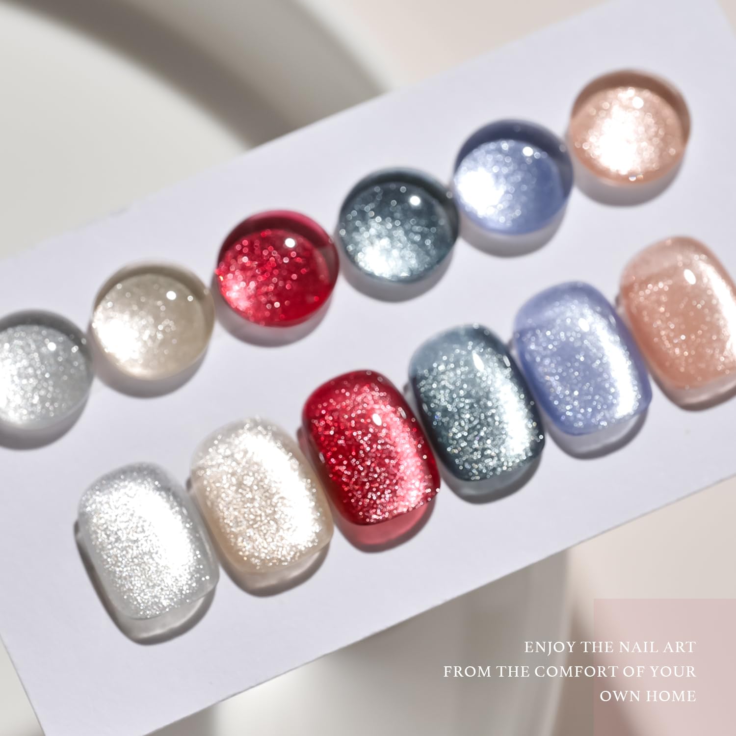 GAOY Holographic Glitter Cat Eye Gel Polish Set - 6 Colors + Free Magnet | Home Nail Art