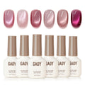 GAOY Pink Cat Eye Gel Nail Polish Set with Magnet – 6 Holographic Colors for Date Night