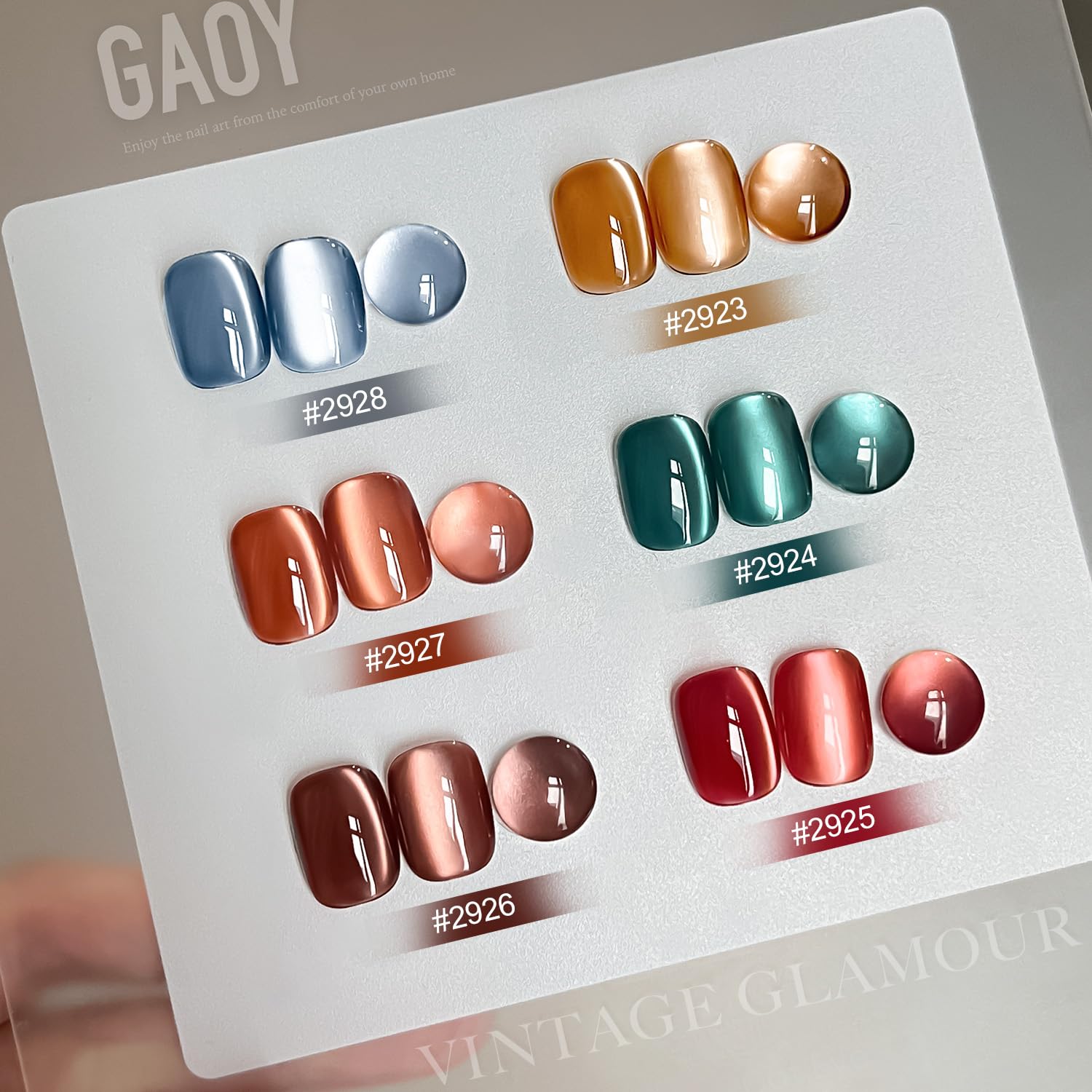 GAOY Silk Glitter Cat Eye Gel Polish Set with Magnet — 6 Colors for Home Manicure