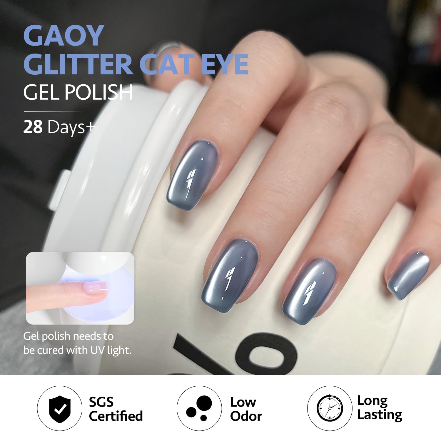 GAOY Silk Glitter Cat Eye Gel Polish Set with Magnet — 6 Colors for Home Manicure