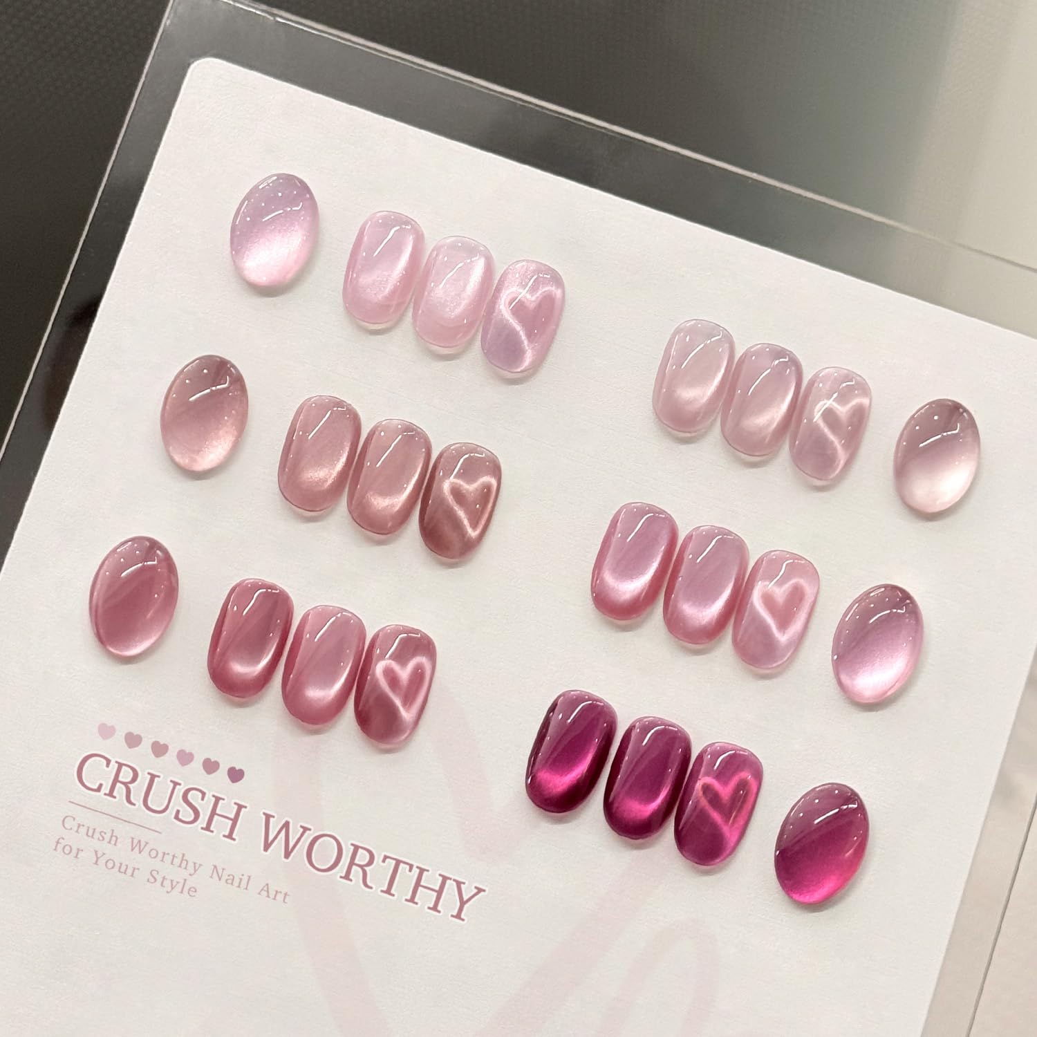 GAOY Pink Cat Eye Gel Nail Polish Set with Magnet – 6 Holographic Colors for Date Night
