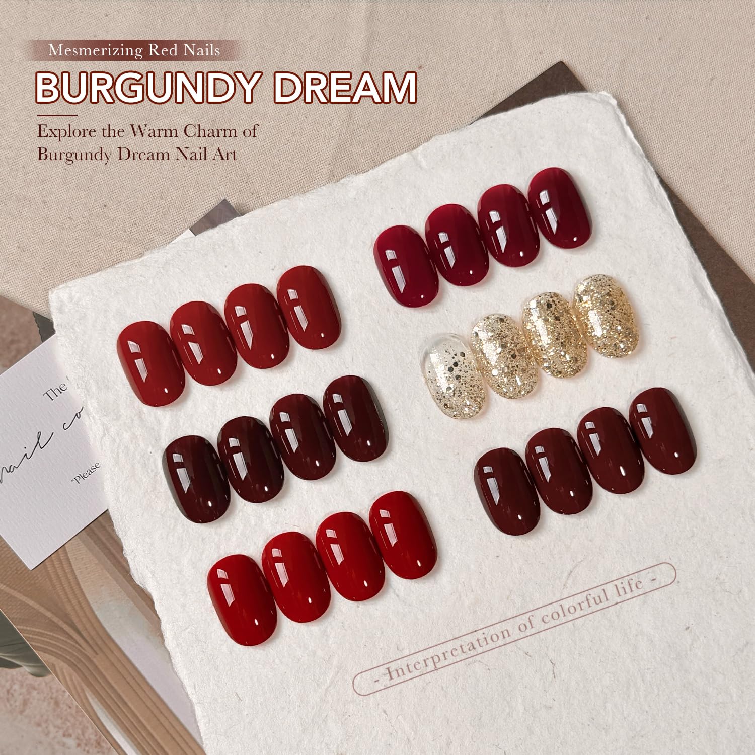 GAOY Burgundy Red Gel Nail Polish Set – 6 Colors for DIY & Salon Nails