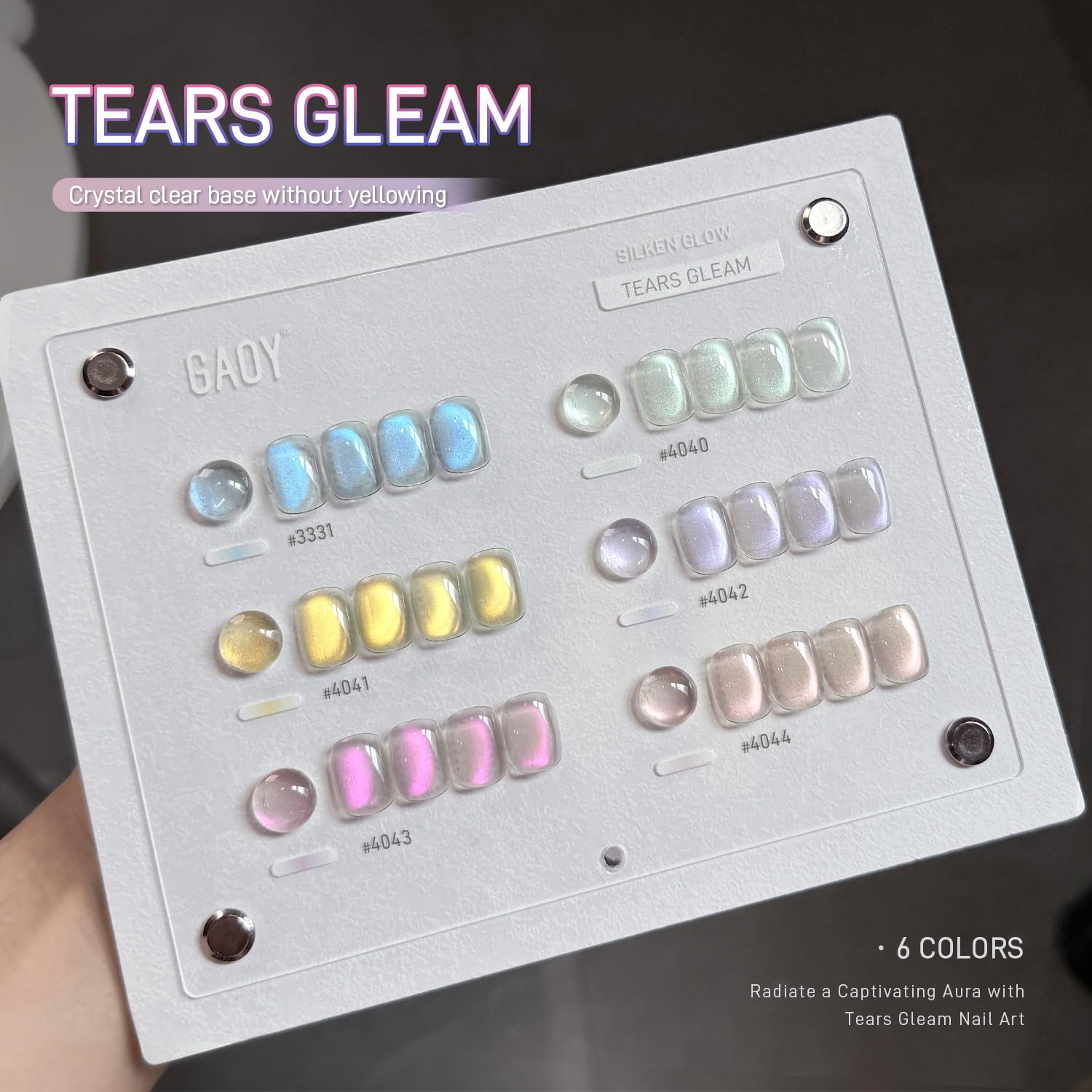 GAOY Cat Eye Gel Nail Polish Set – 6 Glitter Colors + Magnet