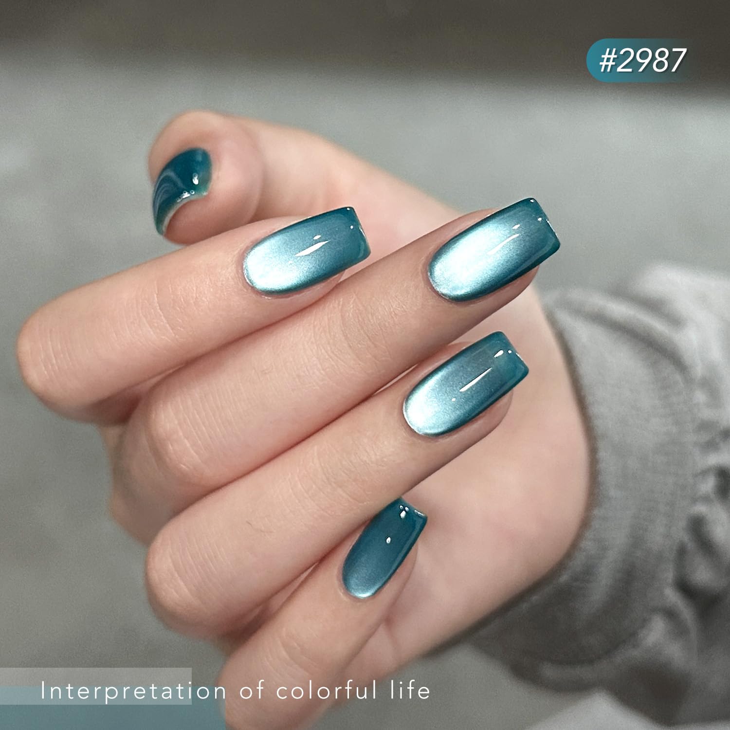 GAOY Blue Cat Eye Gel Nail Polish Set with Magnet – Glitter Holographic Cat Eye, DIY at Home