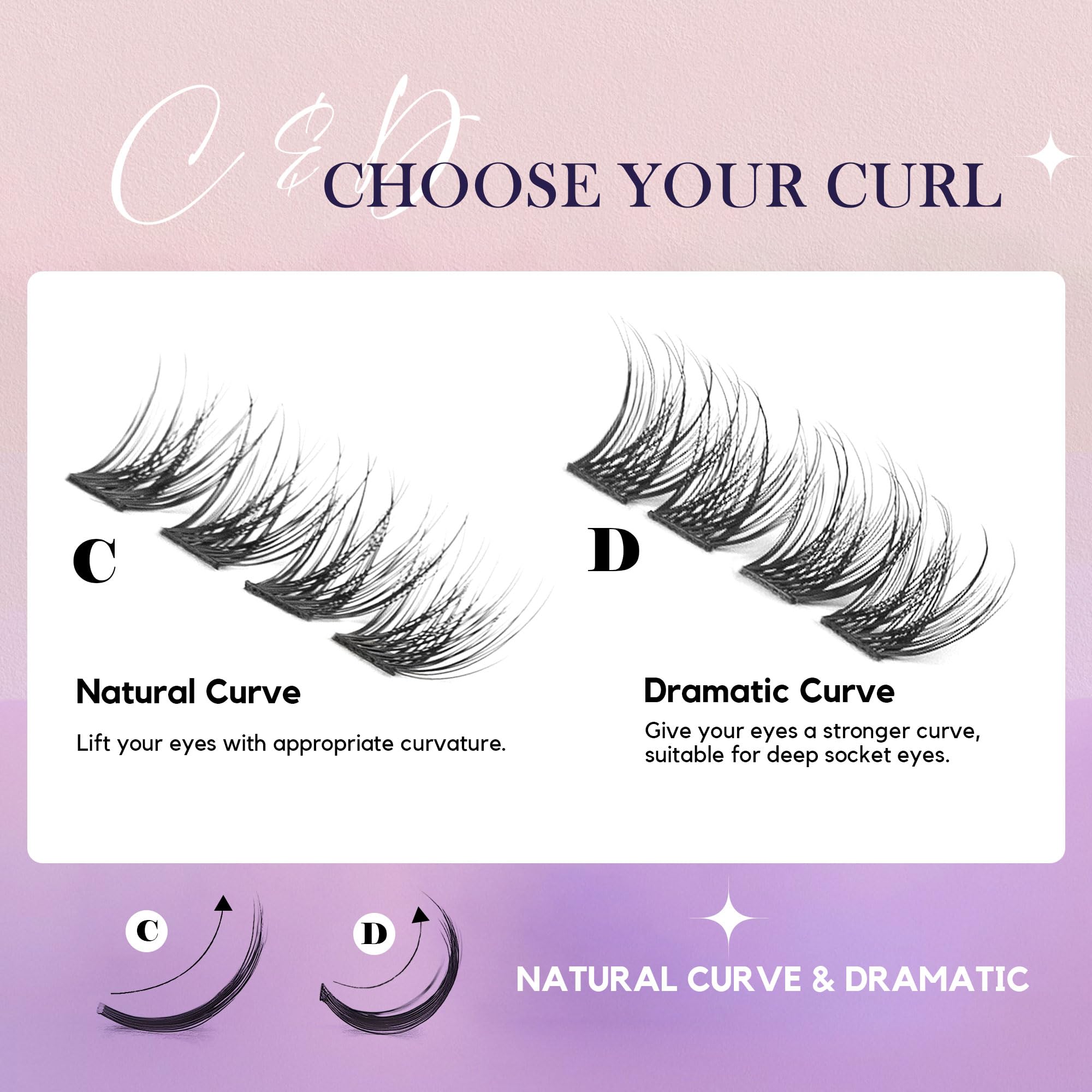 GAQQI GQ03 Lash Clusters – 12mm D Curl, 168PCS, DIY False Eyelashes, Wispy Natural Look