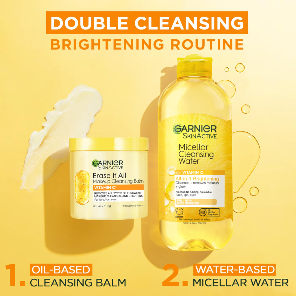 Garnier Erase It All Cleansing Balm with Vitamin C – Makeup Remover & Brightening Cleanser (4.2 oz)
