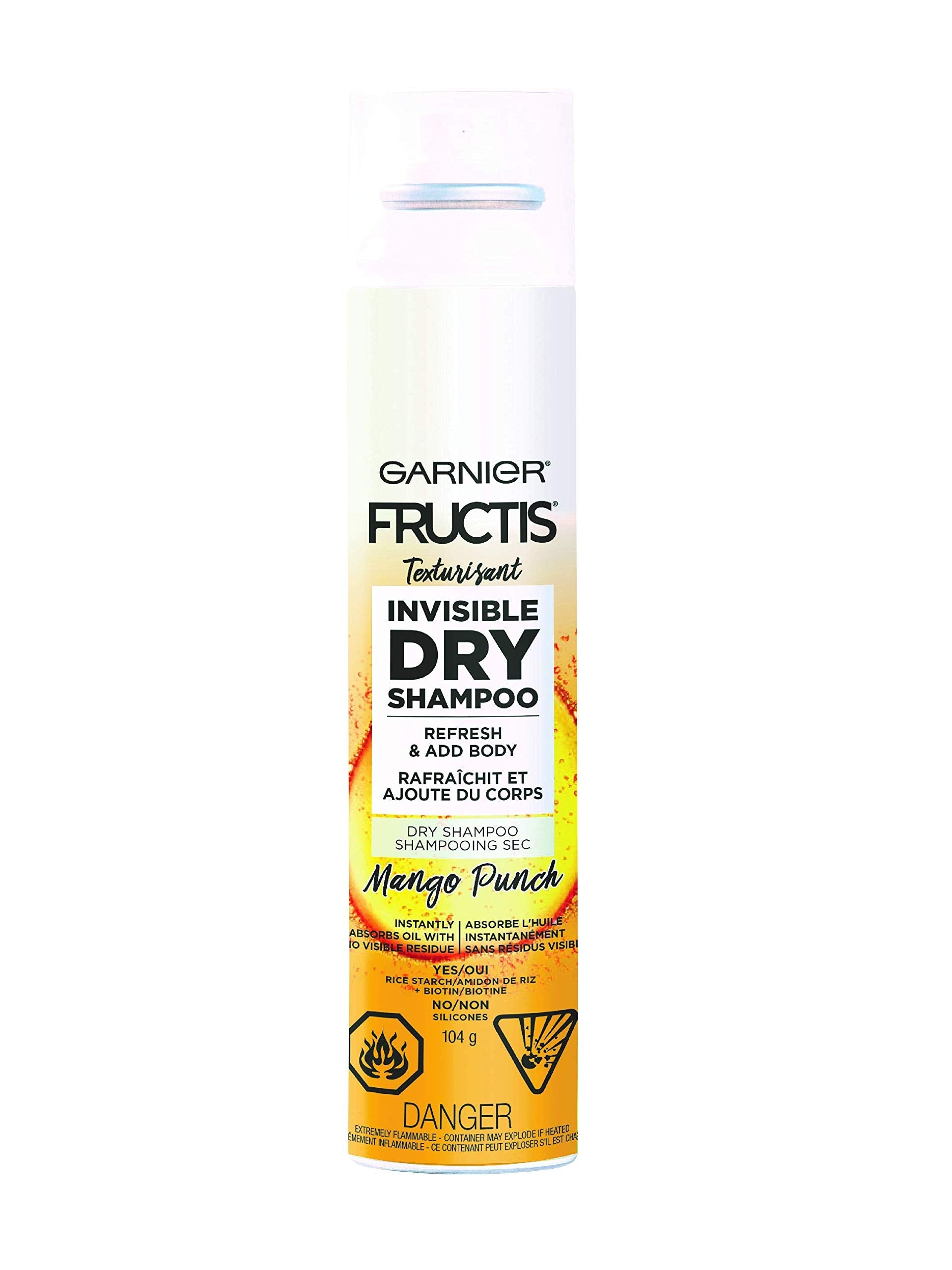 Garnier Fructis Mango Punch Invisible Dry Shampoo – Silicone-Free Oil Absorption for Fresh Hair