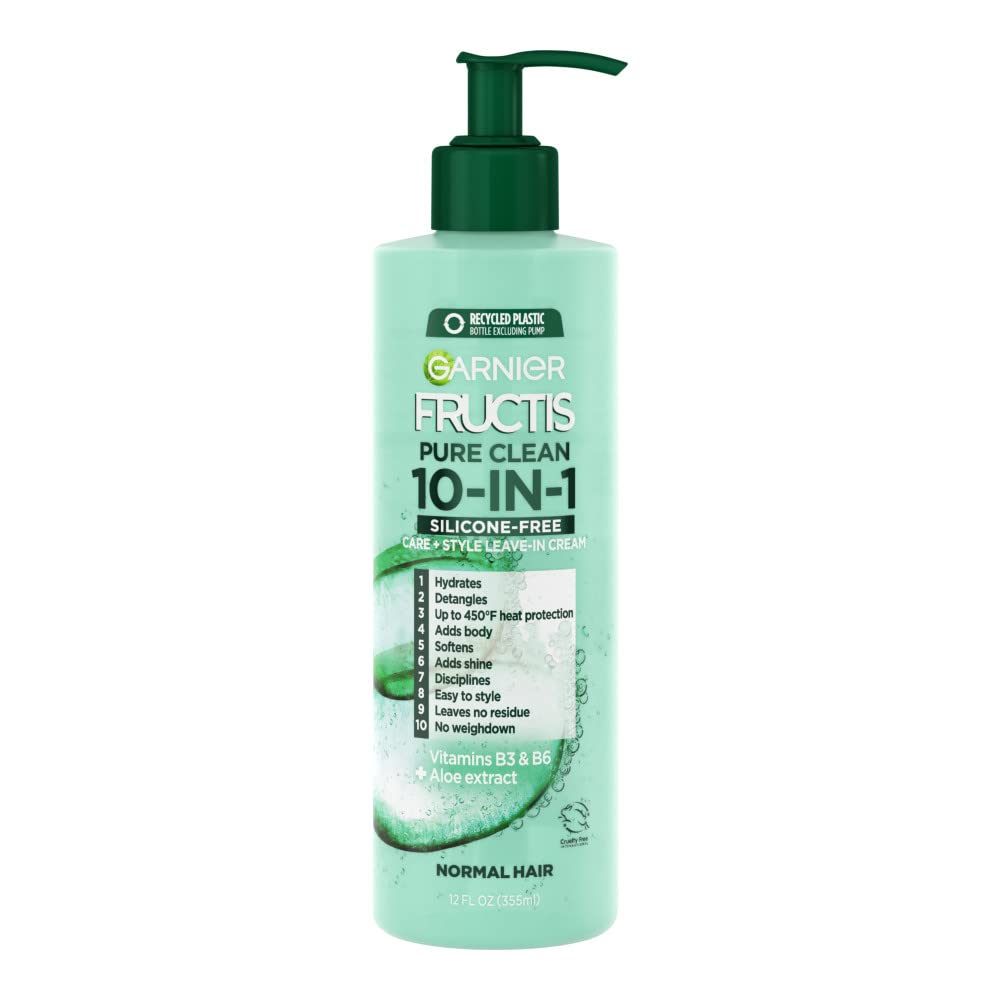 Garnier Fructis Pure Clean 10-in-1 Leave-In Cream – Hydration, Detangling & Heat Protection