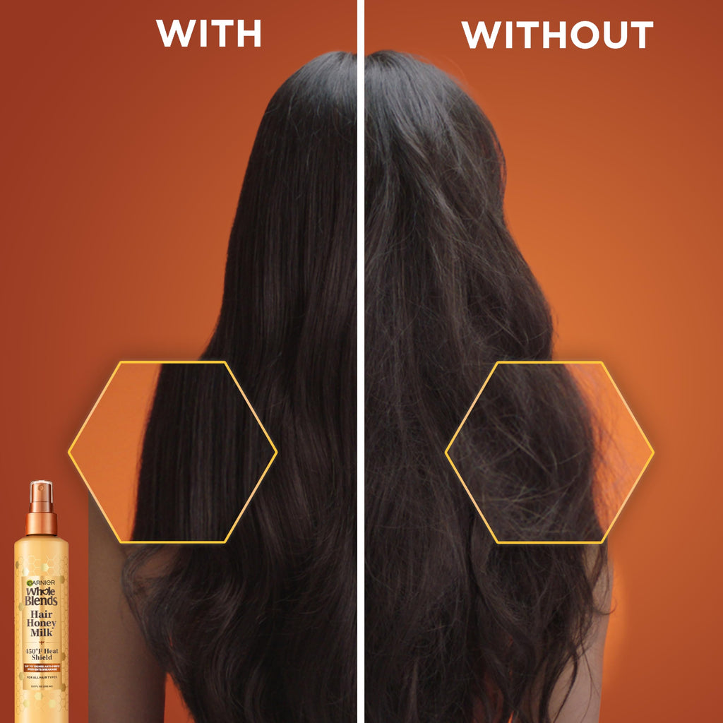 Garnier Whole Blends Hair Honey Milk Heat Protectant Spray – Up to 100Hrs Frizz Control (2 x 8.5 oz)