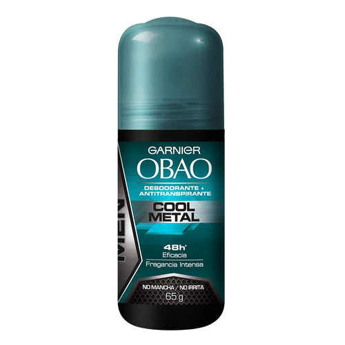 (Pack of 4) Garnier OBAO for Men 48H Roll-On Deodorant & Antiperspirant – Cool Metal Scent, 65 g Each