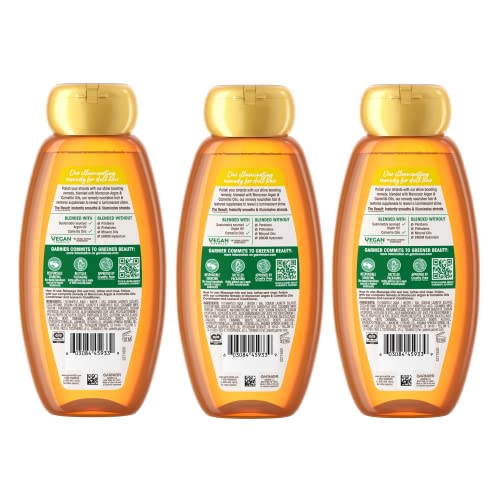 Garnier Whole Blends Argan & Camellia Illuminating Shampoo for Silky Shine – 12.5 fl oz, 3-Pack (Packaging May Vary)