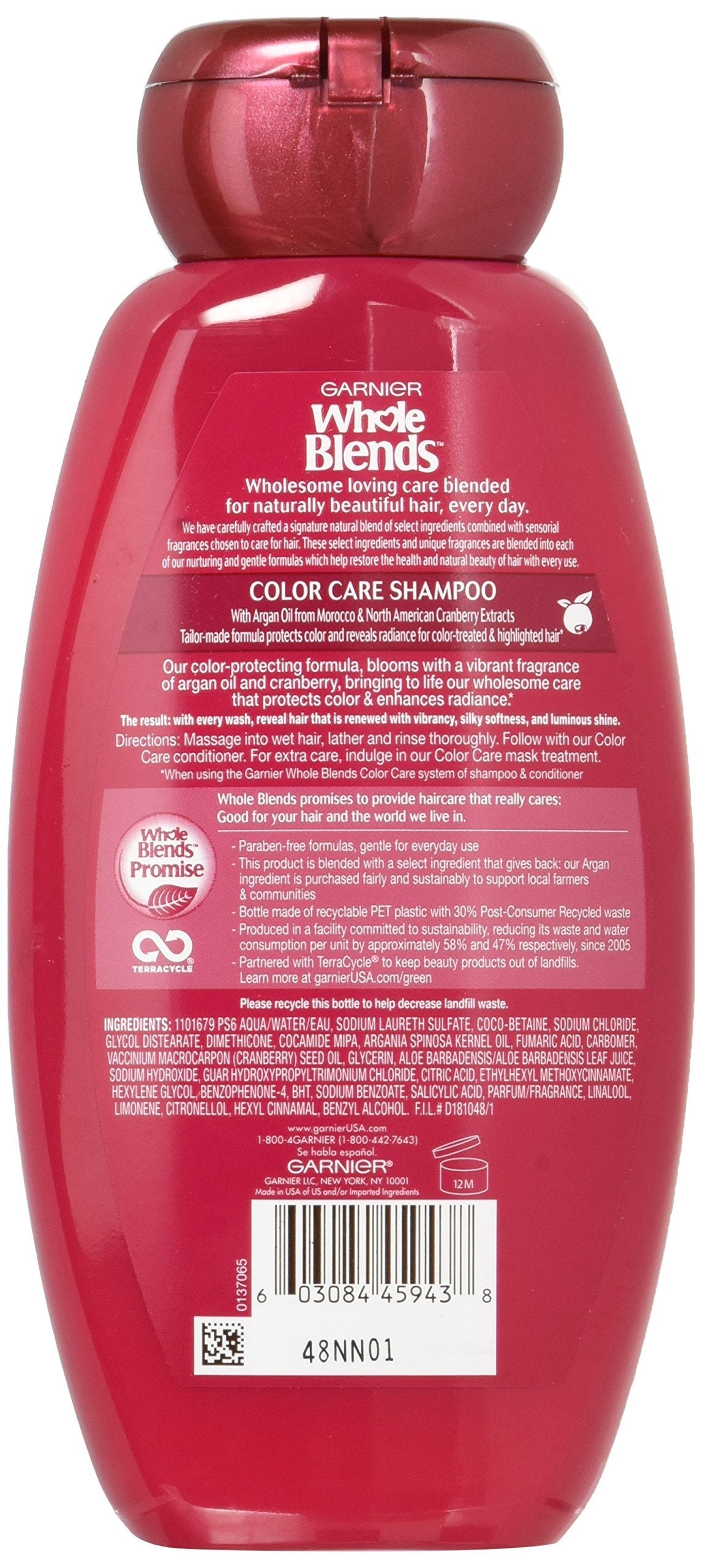 Garnier Whole Blends Color Care Shampoo with Argan Oil & Cranberry, 12.5 Fl Oz