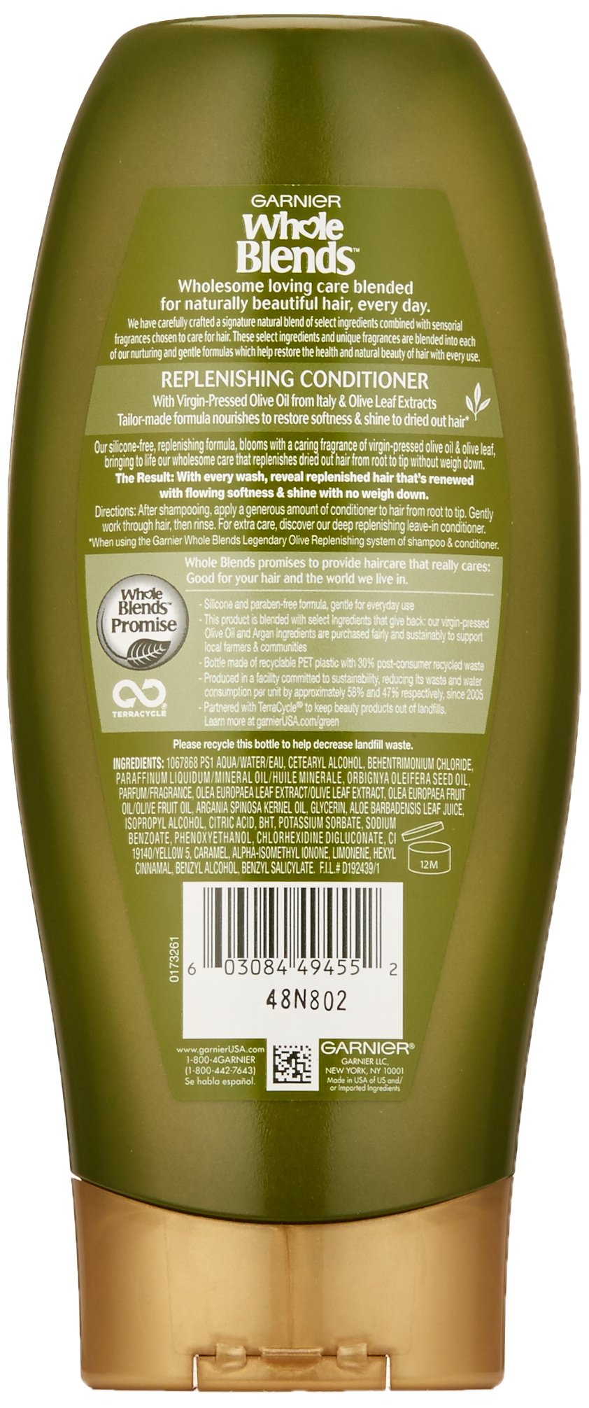 Garnier Whole Blends Legendary Olive Replenishing Conditioner – Dry Hair, 12.5 oz