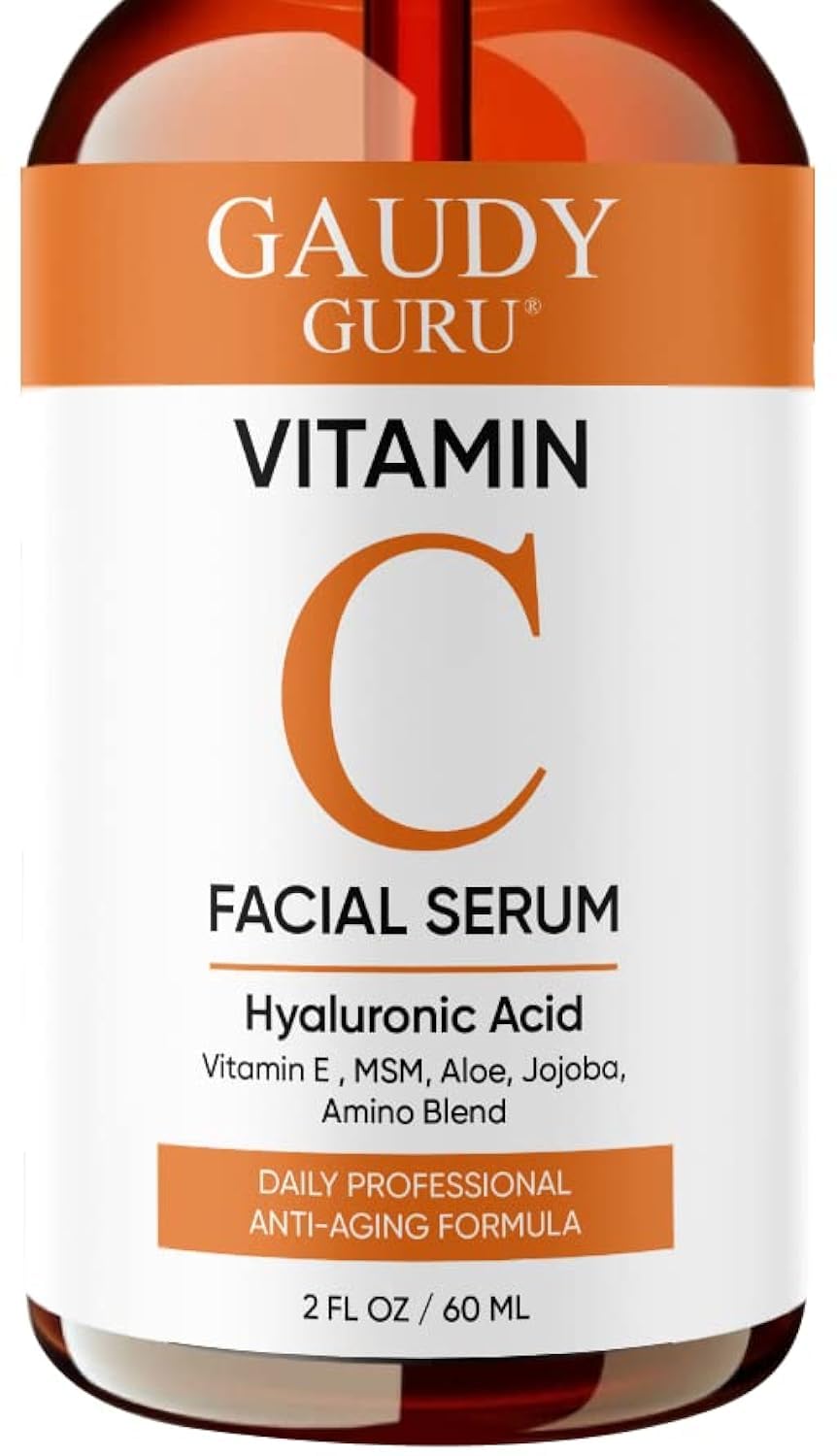 Gaudy Guru 100% Pure Vitamin C Serum for Face – Anti-Aging with Hyaluronic Acid