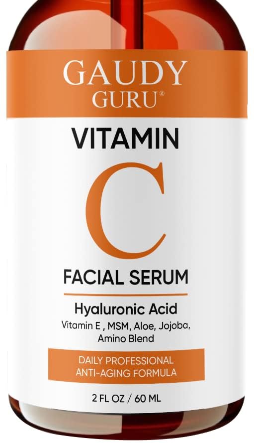 Gaudy Guru 100% Pure Vitamin C Serum for Face – Anti-Aging with Hyaluronic Acid