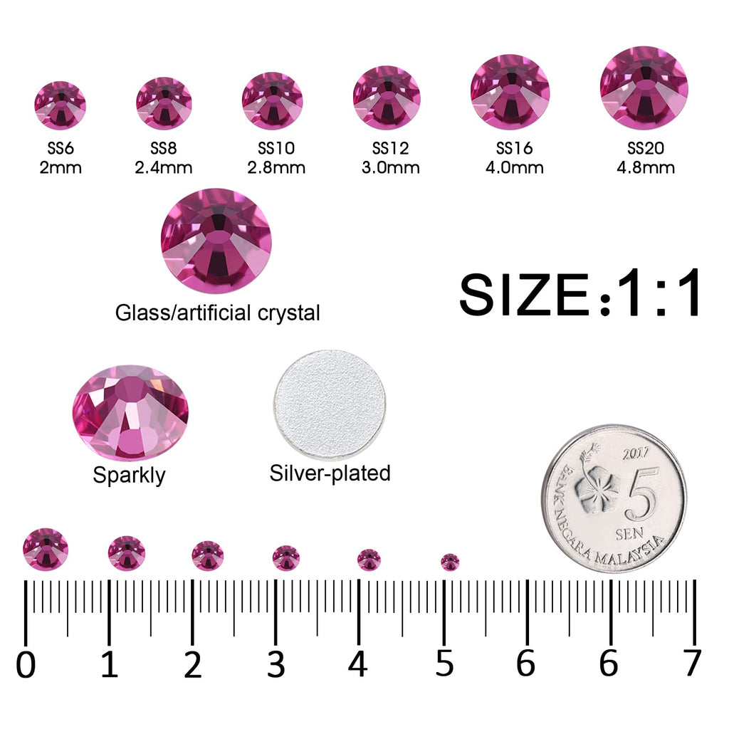 GAVIYE 3792 Pcs Fuchsia Crystal Flatback Rhinestones Set with Tweezers & Picking Pen | Nails, Crafts & Tumblers