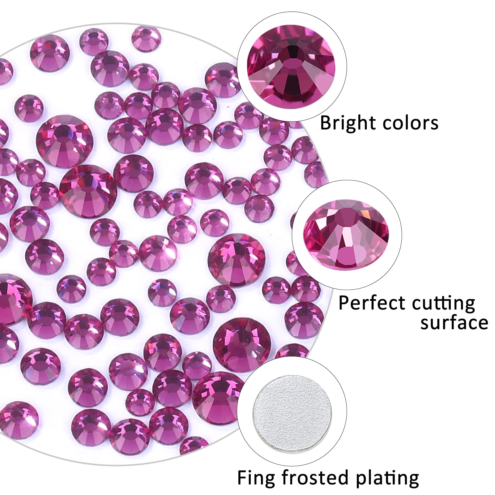 GAVIYE 3792 Pcs Fuchsia Crystal Flatback Rhinestones Set with Tweezers & Picking Pen | Nails, Crafts & Tumblers