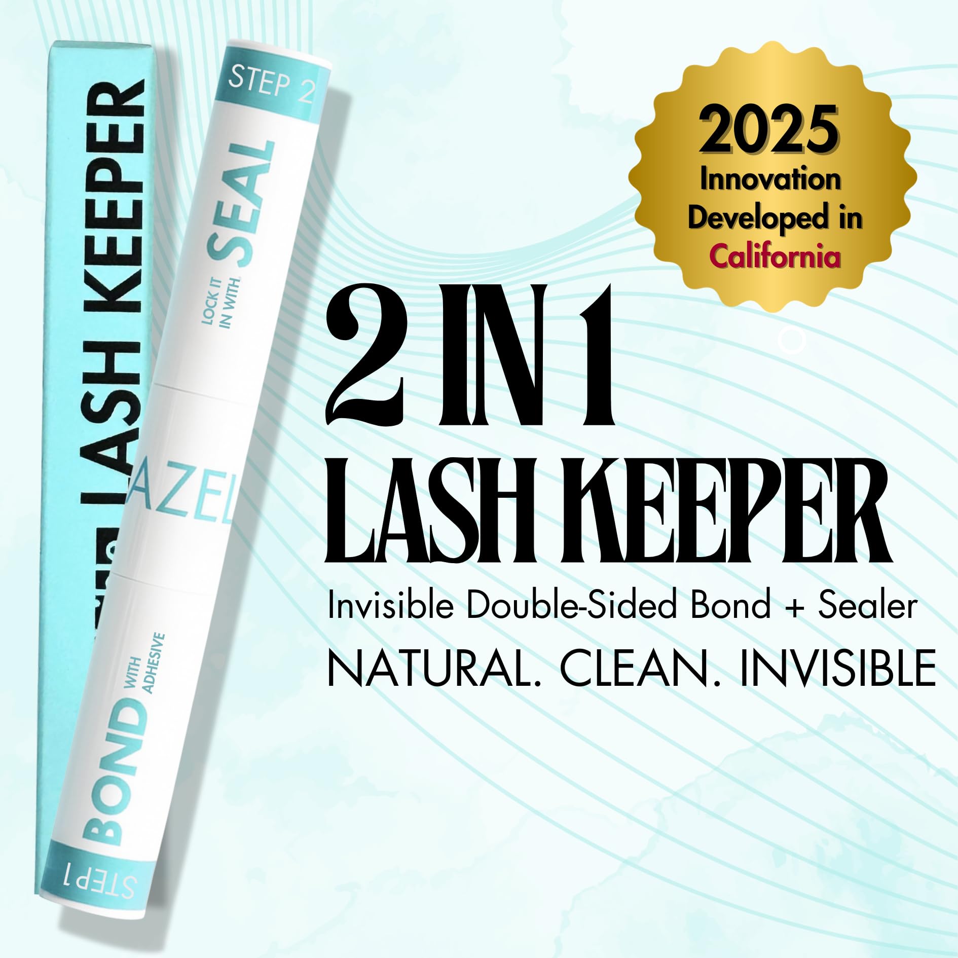 Gazelle 2in1 Lash Keeper: Clear Lash Glue & Sealer, 7–10 Day Hold, 360° Brush