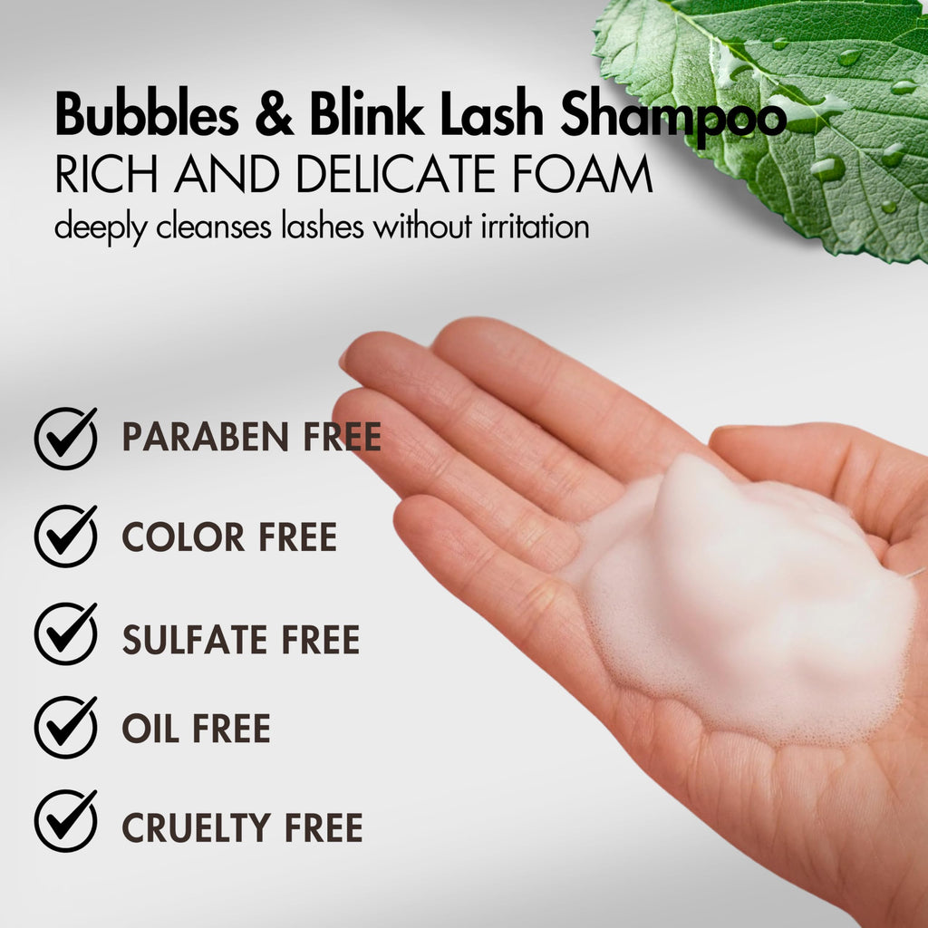 Gazelle Eyelash Shampoo with Brush – 60ml Plant-Based Gentle Foaming Lash Cleanser for Extensions & Natural Lashes