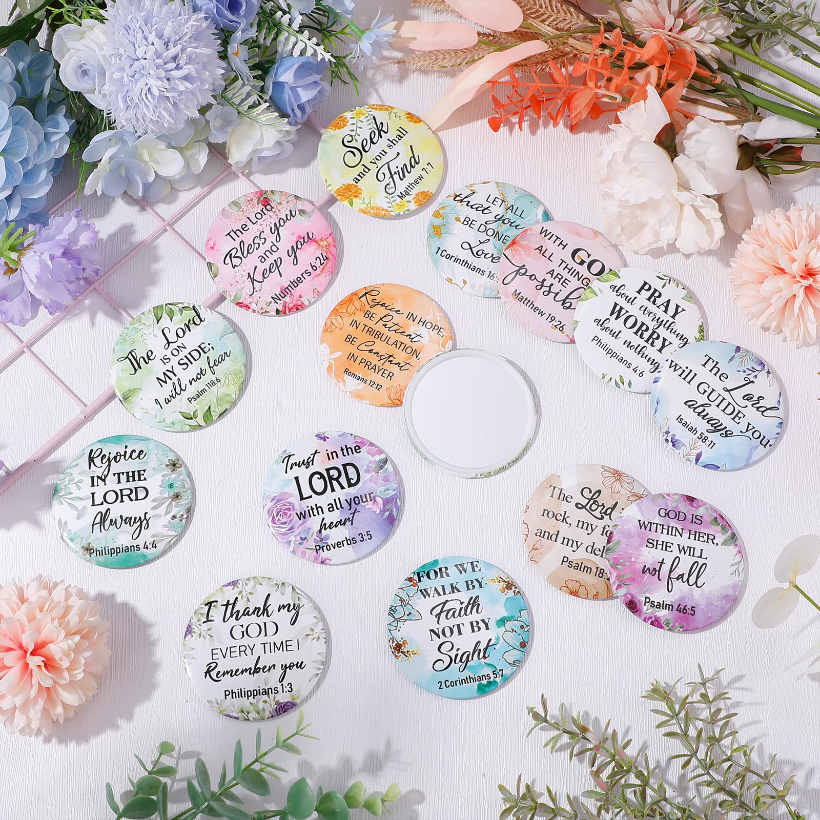 Geelin 60 Pcs Christmas Bible Verse Compact Mirrors – Bulk Gift Set for Women