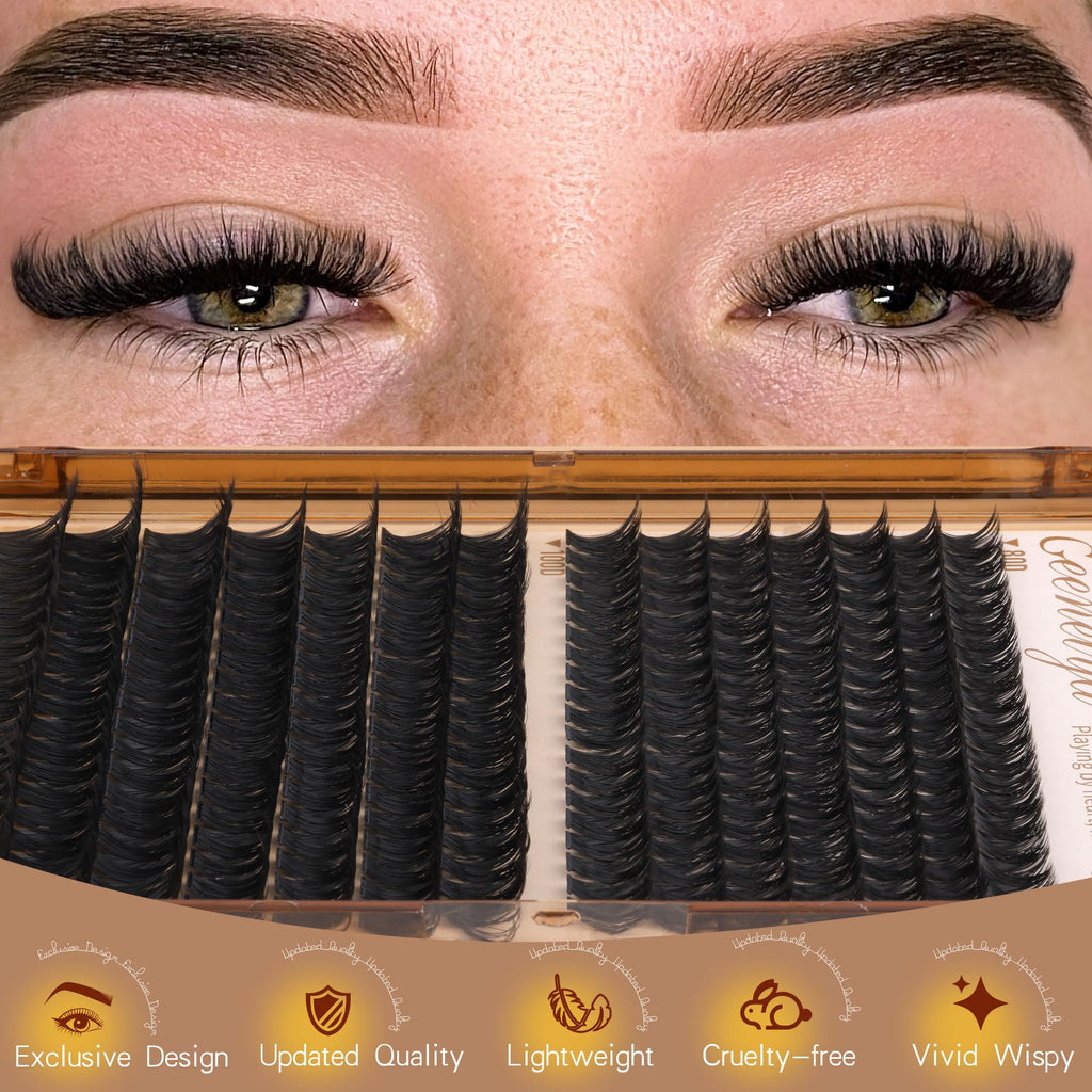 Geeneiya Volume Lash Clusters Kit – DIY Lash Extensions 10-16mm with Bond, Seal & Tweezers