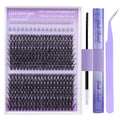 Geeneiya Bottom Lash Extension Kit | DIY D Curl Clusters (30D+40D) with Bond, Seal & Tweezers