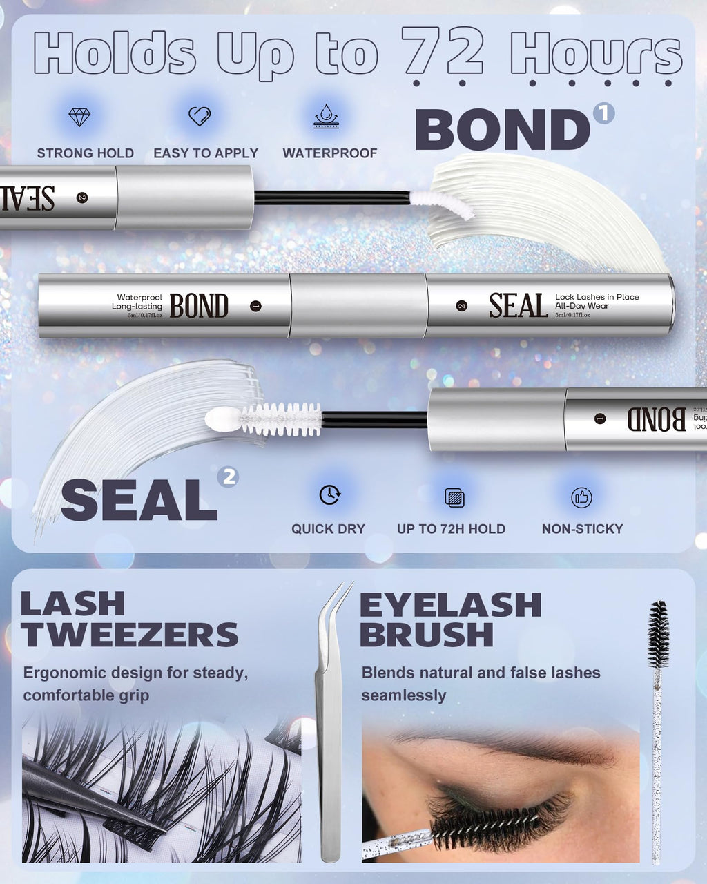 Geeneiya Natural Lash Clusters Kit 10-12-14mm | Wispy C Curl Lashes with Bond & Seal