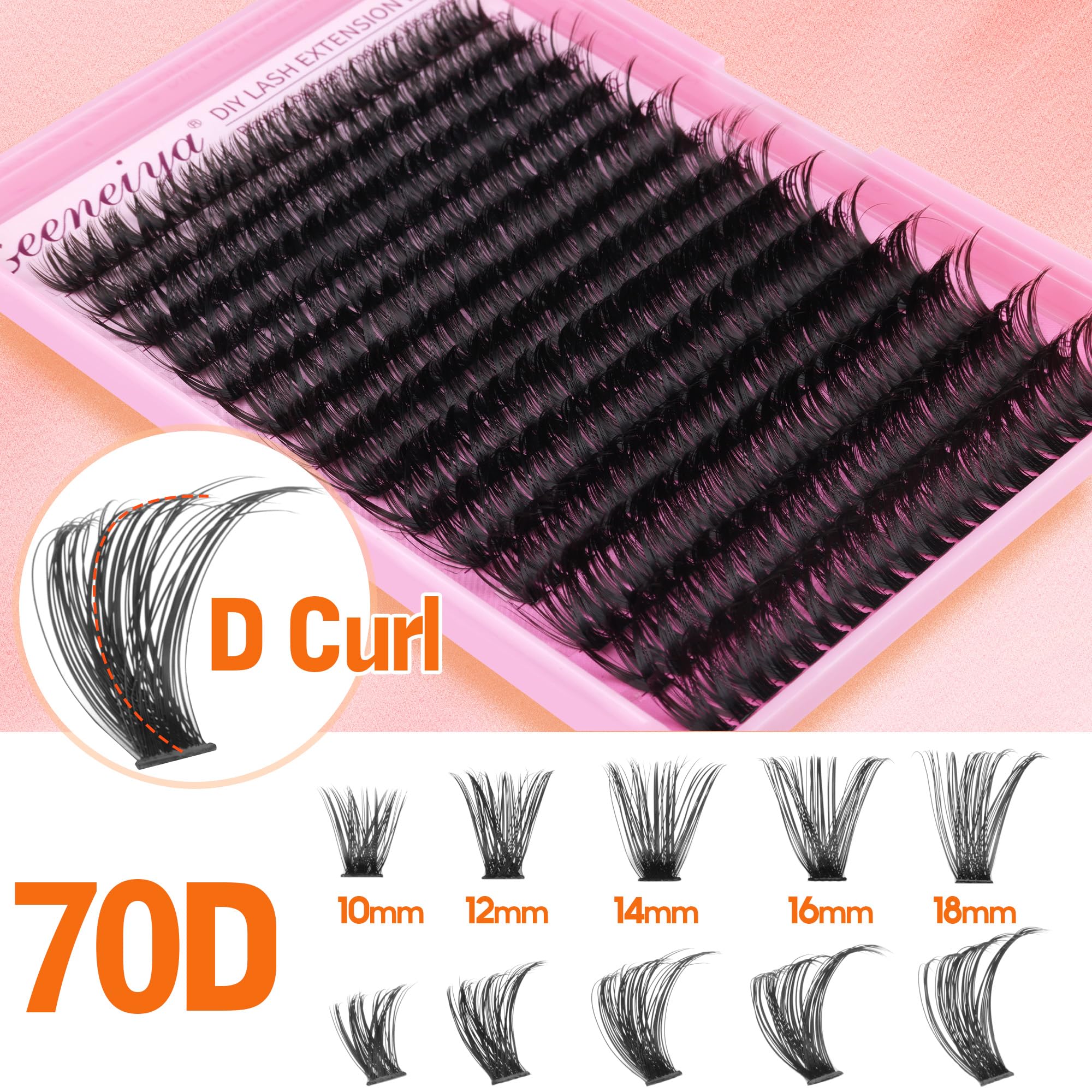 Geeneiya Full Lash Extension Kit 10-18MM Volume Lashes with Bond & Seal, Tweezers