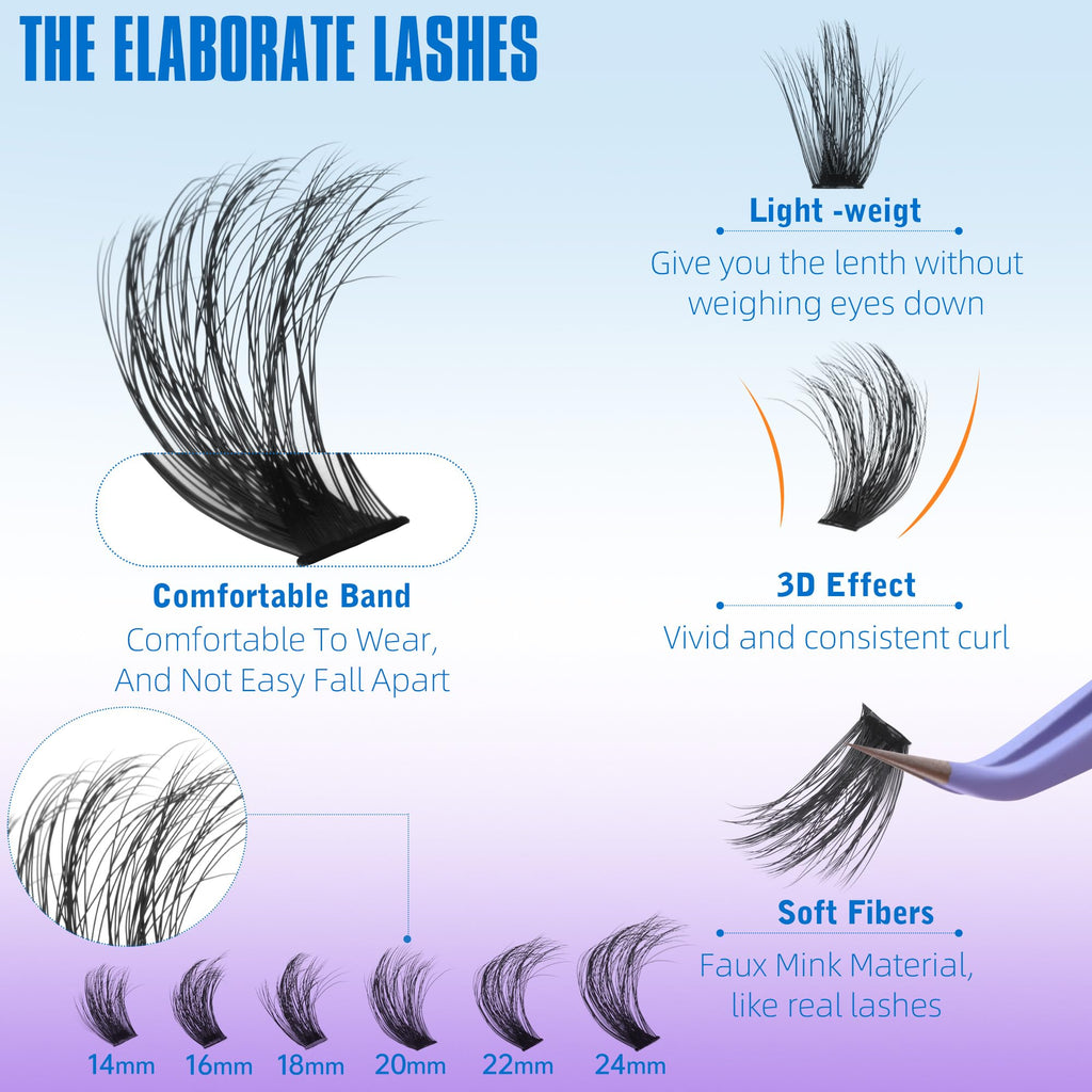 Geeneiya 100D Lash Extension Kit — 14-24mm Cluster Lashes, Bond & Seal, Beginner Friendly